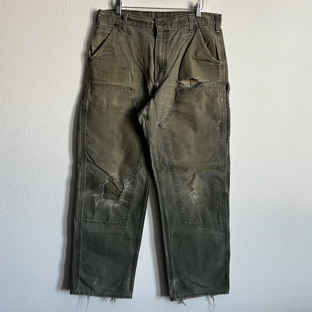 Carhartt B136 MOS faded green double knee work wear carpenter pants